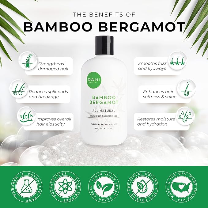 Naturals Conditioner – Bamboo Bergamot, Ultra-Hydrating & Nourishing for Dry & Curly Hair, Strengthens, Restores, Controls Frizz, Vegan & Color-Safe, 12 oz