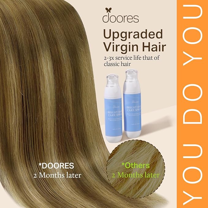 DOORES Human Hair Clip in Extensions, Medium Brown Highlighted Dirty Blonde 24 Inch 150g 9pcs, Real Hair Extensions Clip in Human Hair Extensions Human Hair Natural Thick Silky Straight Hair