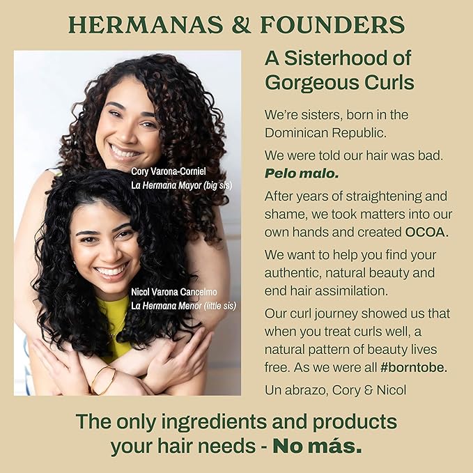 OCOA Beauty Hydrating Curl Cream with Hibiscus, Mango Butter, and Marula Oil - Defines, Moisturizes, Controls Frizz & Protects from Heat - For Curly & Wavy Hair, 8 oz