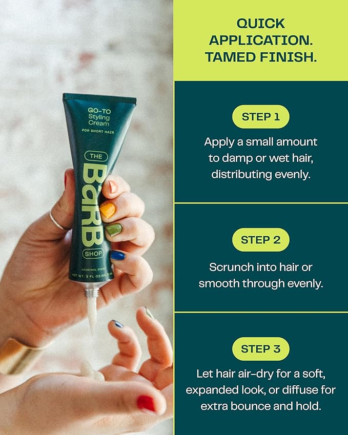 Barb Styling Cream for Women and Men - Soft Hold Hair Styling Cream for Frizz Control and Curl Definition - Lightweight, Natural Finish - Original Scent - 3 fl oz