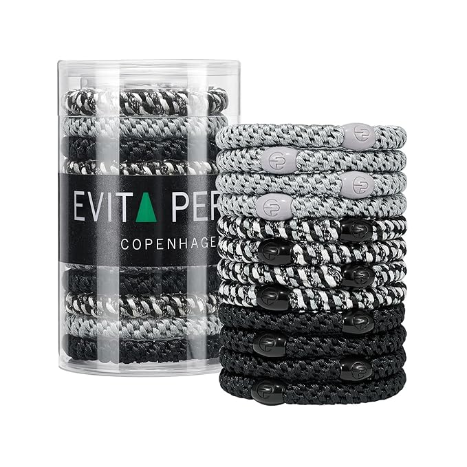 EVITA PERONI Hair Ties 12 Pcs Set, High Elastic Ponytail Holders, Hair Ties No Damage, Elastic Ties for Thick Hair Women Men, Gifts for Mother Sister Girlfriend (Carbon Ash)