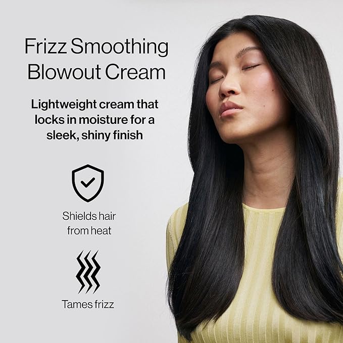 Freewill Frizz Smoothing Blowout Cream, Anti Frizz Hair Cream with Shea Butter, Coconut, & Ginger Oils for Silky, Smooth Blowouts - Vegan Frizzy Hair Products for Women and Men, 6 fl oz