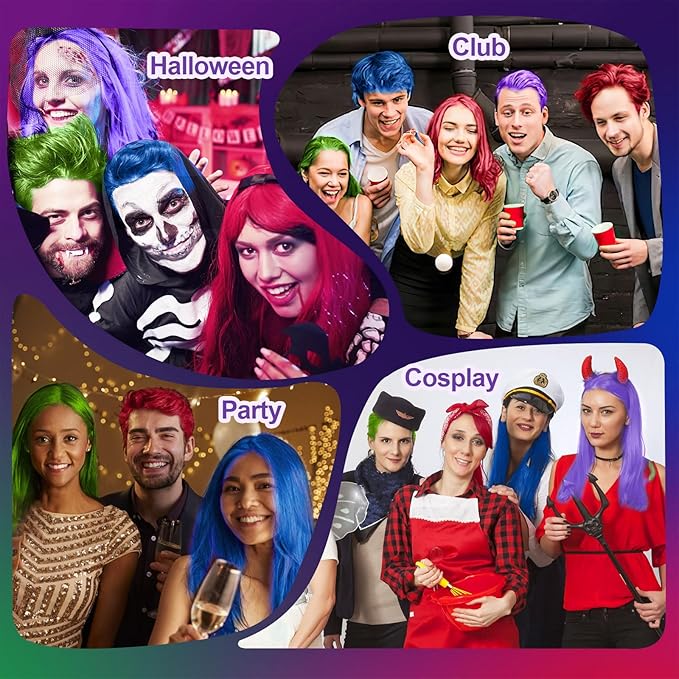 4 Colors Temporary Hair Color for Kids,Gifts for Teens,Girls,Boys,Fun Gifts for Kids,Temporary Hair Dye,Green Purple Red Blue Hair Dye Color Wax,DIY Hairstyle Instant Color Wax Halloween Party