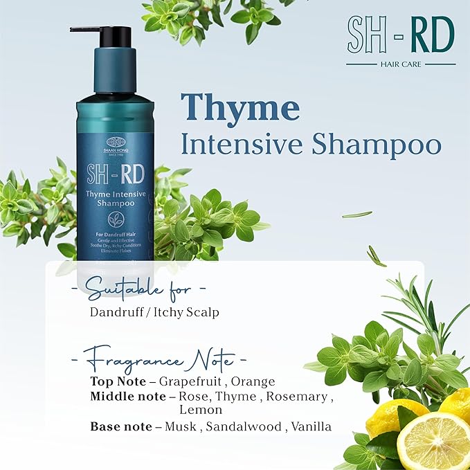 SH-RD Thyme Intensive Shampoo for Itchy Scalp and Dandruff Relief | 1% Zinc Pyrithione Added | Soothing, Rebalancing Scalp Condition - 8.45oz/250ml