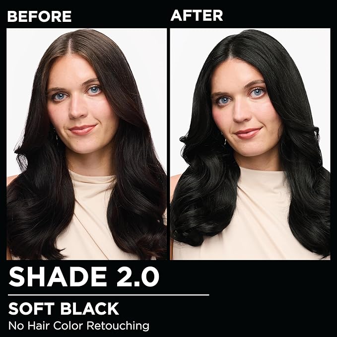 Garnier Hair Color Olia Ammonia-Free Brilliant Color Oil-Rich Permanent Hair Dye, 2.0 Soft Black, 2 Count (Packaging May Vary)