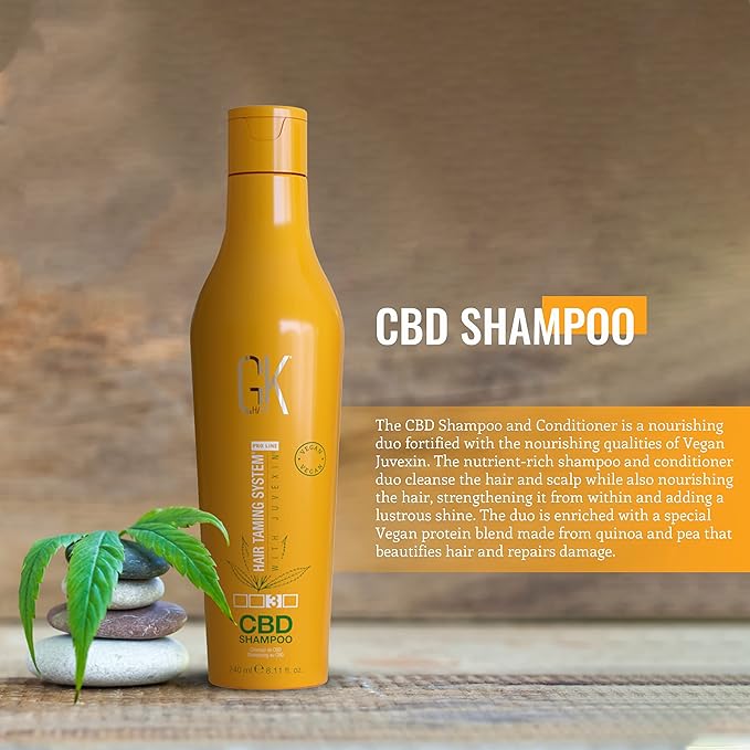 GK HAIR Hemp Shampoo Hydrating Strengthening Color Treated Damaged Repair Provides Nourishing & Shine Natural Organic Vegan Sulfate Paraben Free (Shampoo)