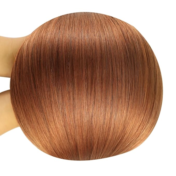 YoungSee Clip in Human Hair Extension Copper Clip in Real Hair Extension Copper Real Human Hair Extensions Clip ins Copper Hair Extensions Real Human Hair for Women 14Inch 7Pcs 120g