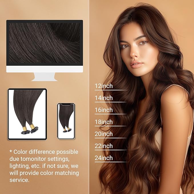 MAXITA U Tip Hair Extensions Human Hair, Natural Black Hair Extensions Real Human Hair, 50g/50 Strands/Pack, 20 In Virgin Human Hair