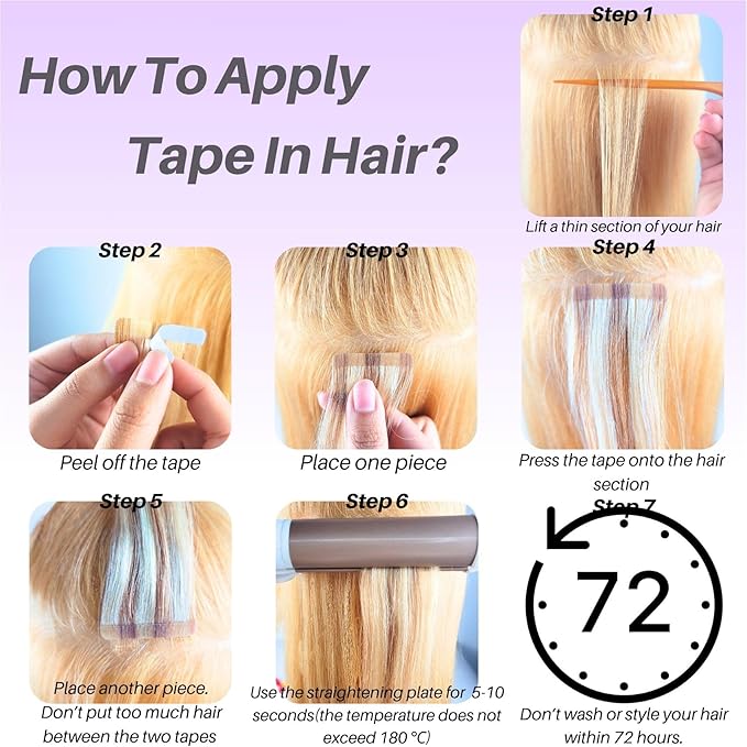 Blue Tape in Hair Extensions Real Human Hair Invisible Mini Human Hair Tape in Extensions Diy 20Inch 10Pcs Silky Soft Remy Hair for Party