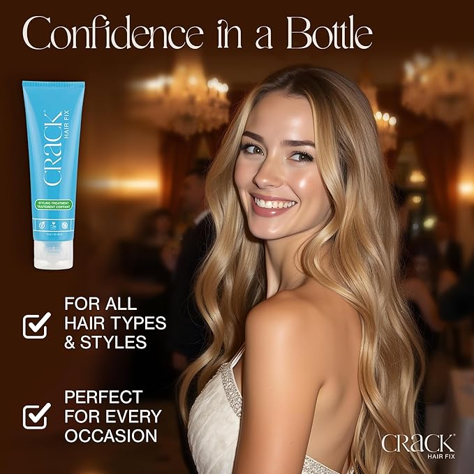 Crack HAIR FIX Styling Treatment - Multi-Tasking, Anti-Frizz, Leave-In Styling Cream with Protection from Humidity, Chlorine, Heat Treatments & Sun, 3 oz