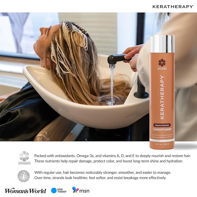 KERATHERAPY Keratin Infusion Repair Conditioner, 10.1 fl. oz., 300 ml - Repairs Dry, Damaged or Frizzy Hair with Caviar Extract, Argan Oil & Kerabond