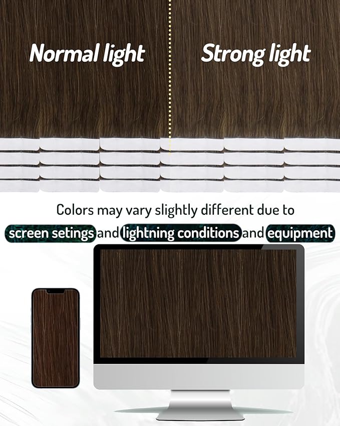 RUNATURE 30 Inch Invisible Tape in Hair Extensions Human Hair Brown Straight Tape in Extensions Long Hair Color #4 Brown Silky 50g 20pcs