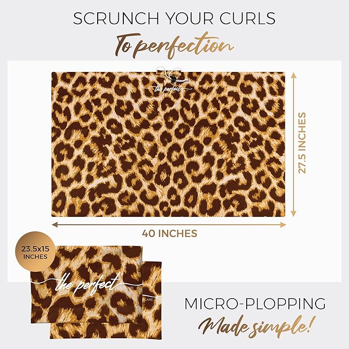 THE PERFECT HAIRCARE Curly Hair Girls Microfiber Plopping Towel Set - Anti-frizz Silky Smooth Hair Drying Wrap for Women - Super Absorbent Large Hair Towel + 2 Scrunching Towels to Micro Plop