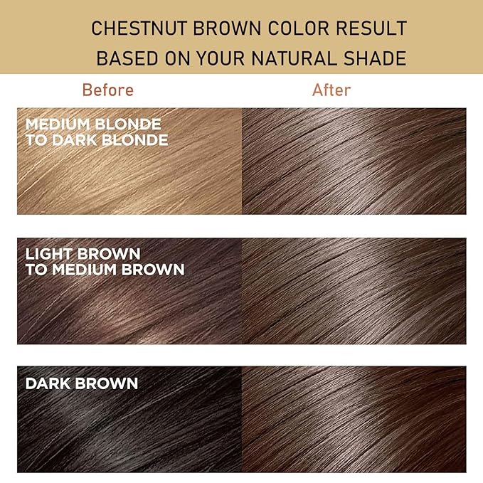 Fvquhvo Instant 3 in 1 Hair Dye Shampoo for Men & Women - Natural, Long Lasting, 16.9 Fl Oz (Chestnut Brown)