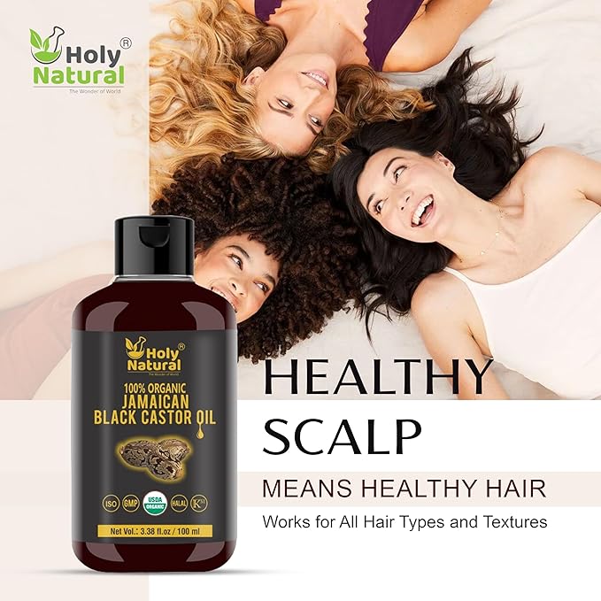 Organic Jamaican black Castor Oil (3.38 fl oz) USDA Certified, Traditional Handmade with Typical and Traditional roasted castor beans smell ,100% Pure black Castor Oil (No Additive, Non GMO)