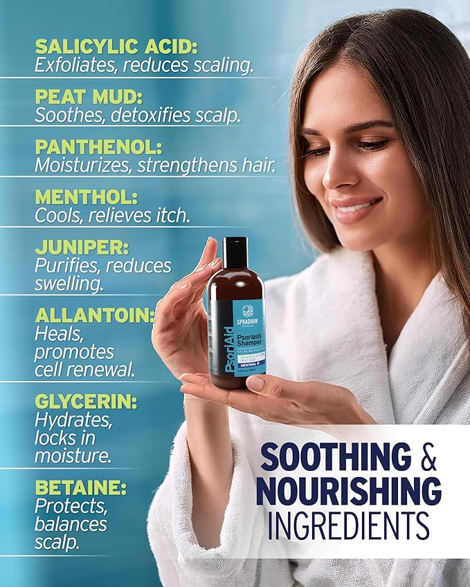 NEW 2025 Psoriasis Shampoo with Salicylic Acid | 13.5 fl. oz | New Formula with Peat and Menthol for itchy, flaky and red scalp.