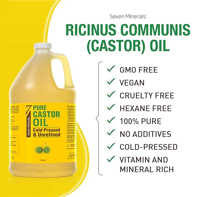 Unrefined Hexane-Free Castor Oil, 128 fl oz - For Hair Growth, Thicker Lashes & Brows, Dry Skin, Joint Pain
