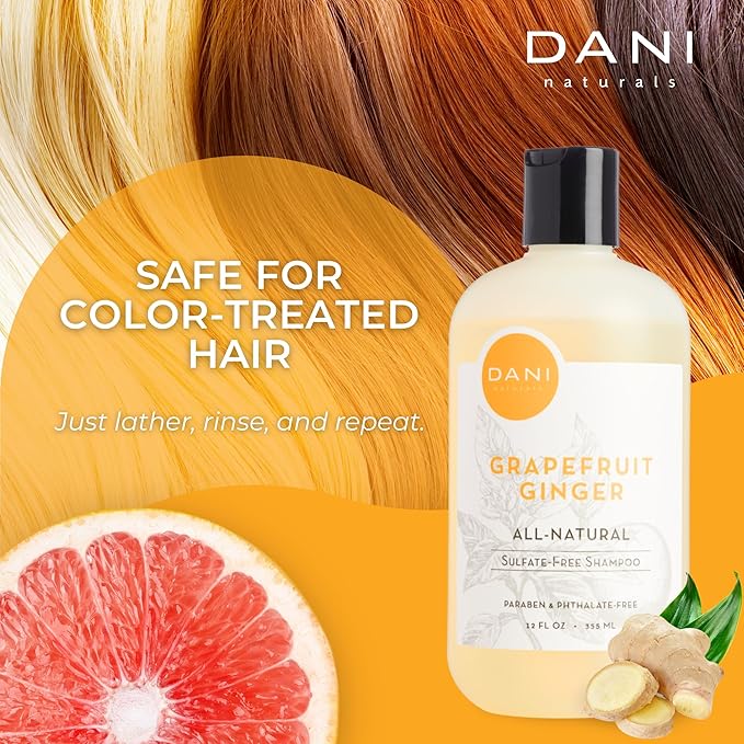 Naturals Sulfate-Free Shampoo - Grapefruit Ginger – Detoxifying & Clarifying Formula for Oily, Thick & Curly Hair, 12 oz – Nourishing, Vegan, & Color-Safe