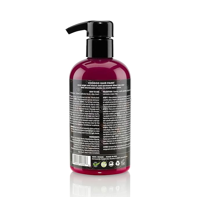 MOEHAIR Semi-Permanent Hair Color | Magenta Hair Dye 8 Oz | Voodoo Highest Love Hair Dye | Temporary Hair Color for Dark Hair | No Ammonia, Sulfate or Paraben | Vegan & Intermixable
