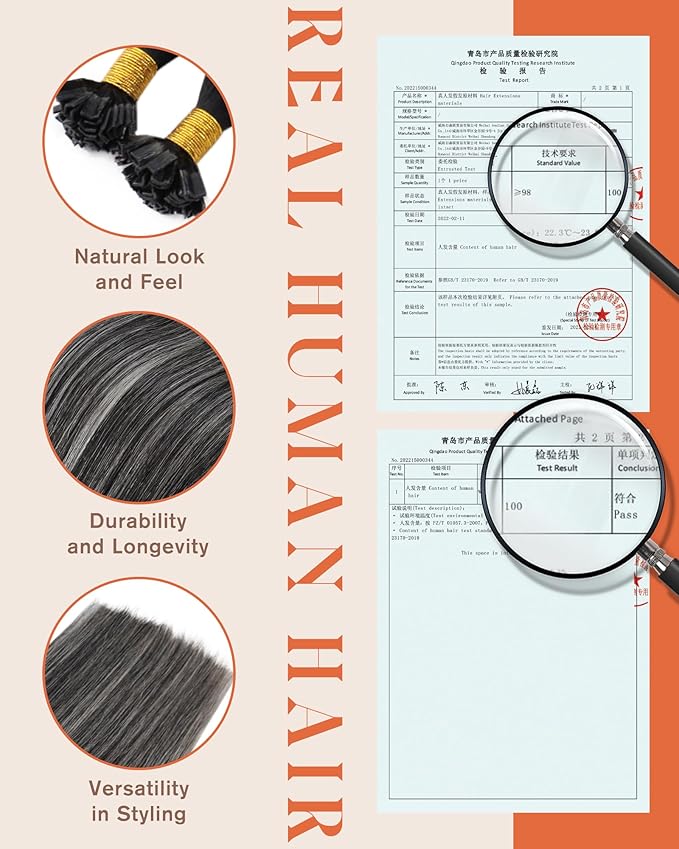 Sunny Hair K Tip Extensions Real Human Hair Ombre Black Ktip Hair Extensions Natural Black Roots to Silver Grey Balayage 22inch 50g