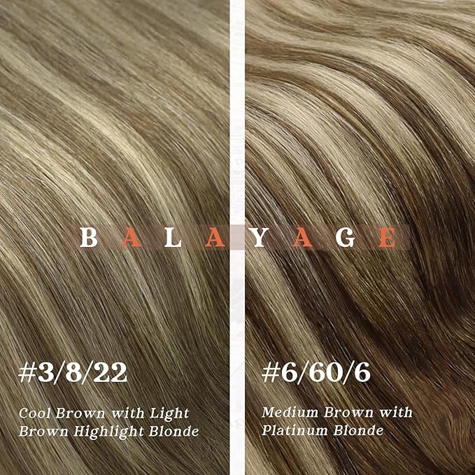 Sunny Hair Nano Bead Hair Extensions Human Hair Invisible Nano Extensions Human Hair Balayage Medium Brown to Platinum Blonde Nano Tip Hair Extensions Real Human Hair 22inch 50g