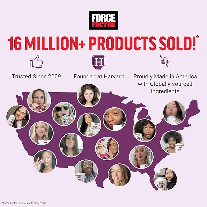 Force Factor Hair Growth Accelerator Soft Chews, Hair Growth Vitamins for Women and Men with Clinically Studied Lustriva and Biotin, Promotes Thicker, Fuller, Stronger Hair, Mixed Berry, 60 Soft Chews