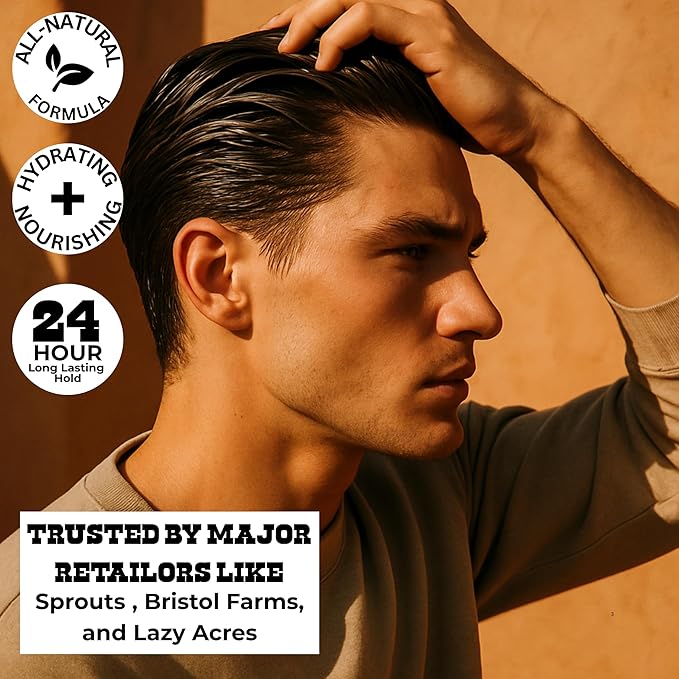 Natural Hair Clay Pomade - All Natural Hair Styling Clay for Men and Women Made With 100% Real Ingredients that Promote Hair and Scalp Health. Medium Hold, Matte Finish.