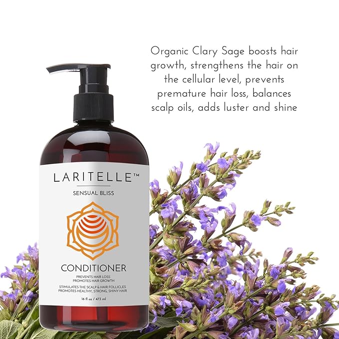 Organic Conditioner Sensual Bliss | Strengthening & Repair for Damaged, Thinning Hair | Sulfate-Free, Natural Hair Care for Growth & Breakage Prevention | Safe for Color-Treated Hair