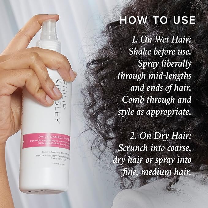 PHILIP KINGSLEY Daily Damage Defense Leave-In Conditioner Spray Heat Protectant Conditioning Hair Detangler Hydrates Detangles Boosts Shine Frizz-Control, 4.22 oz
