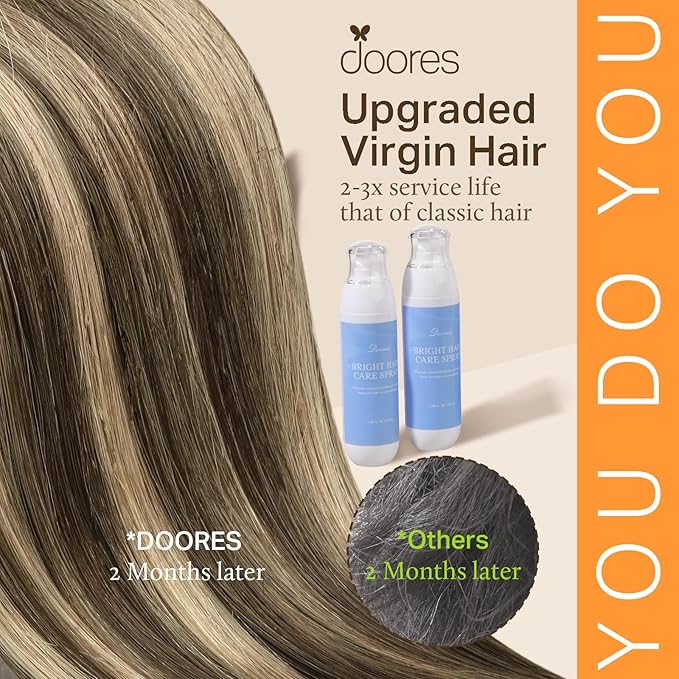DOORES I Tip Hair Extensions, Balayage Chocolate Brown to Honey Blonde 24 Inch 50g/50s, Invisible I Tips Extensions Cold Fusion Hair Extensions Silky Straight Hair Extensions Itip Extensions