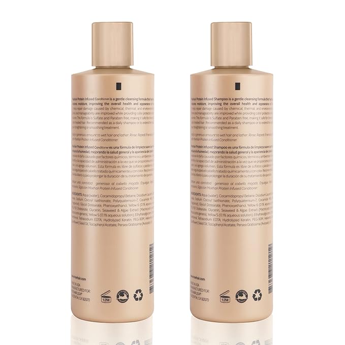 MOEHAIR Protein Infused Shampoo and Conditioner Set for Dry & Damaged Hair | Strengthens Hair Fiber | Sulfate & Paraben Free | Adds Shine, Softens & Hydrates Hair (12 Fl Oz)