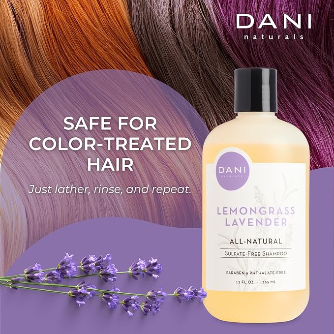 Naturals Shampoo - Lemongrass Lavender - Calming for the scalp; Scalp redness reduction; Reduces dandruff & dryness, 12 oz