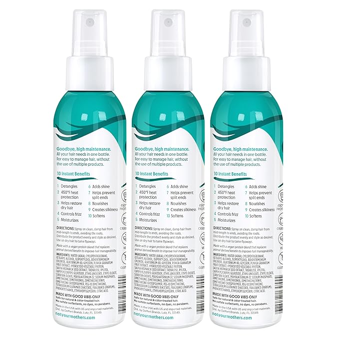 Not Your Mother's All Eyes On Me 10-in-1 Hair Perfector (3-Pack) - 6 fl oz - Heat Protectant for Hair - Moisturizing Detangler Spray and Frizz Control
