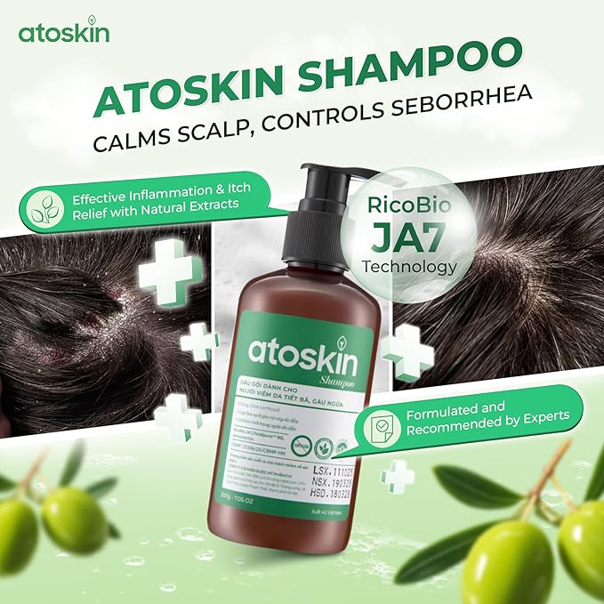 Atoskin Shampoo β for Seborrheic Dermatitis - Helps Reduce Oil & Improve Scalp Comfort (6.8 oz)