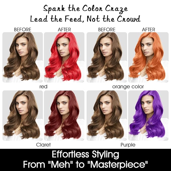 4oz Temporary Hair Color Wax for Men Women Kids Daily Party Cosplay Halloween DIY Washable Hair Wax Color Natural Instant Hair Paint Wax (Red&Orange&Claret&Purple, 5pcs)