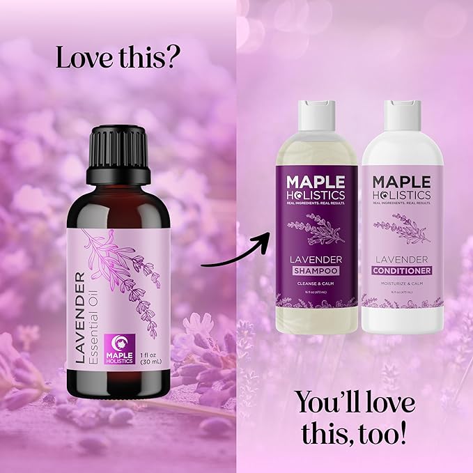 Pure Lavender Essential Oil - Lavender Oil for Hair Skin and Nails Plus Aromatherapy Diffusers Humidifiers Linens and Baths for at Home Spa Self Care - Premium Grade Non-GMO in Glass Bottle (1 Fl Oz)