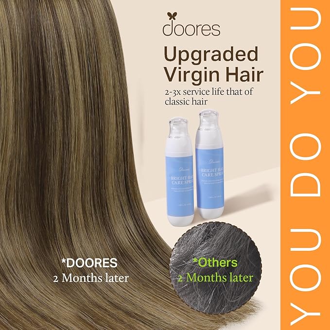 DOORES Hair Extensions Real Human Hair, Balayage Chocolate Brown to Caramel Blonde 18 Inch 150g 9pcs, Real Hair Extensions Clip in Human Hair Remy Clip in Hair Extensions Human Hair Natural