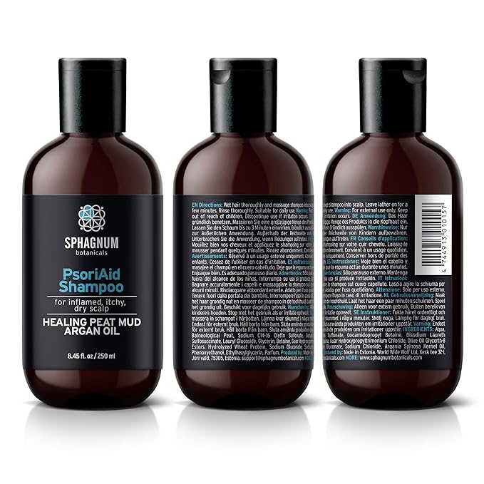 Natural Psoriasis Shampoo - Peat Mud & Tea Tree Oil Therapy for Itchy and Red Scalp Treatment. No Coal Tar. 8.45 Oz