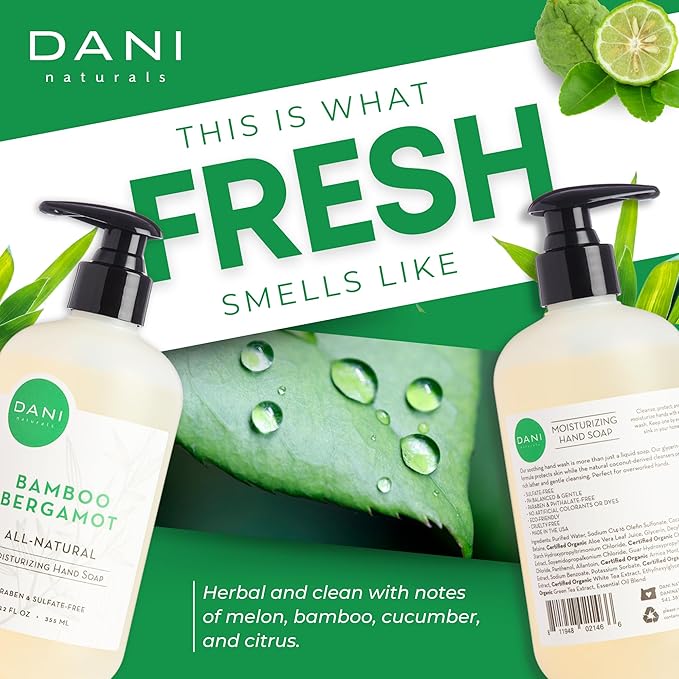 Naturals Moisturizing Hand Soap – Bamboo Bergamot Scent, Hydrating, Sulfate-Free & Paraben-Free, 12 Oz Bottle with Pump, Gentle Cleansing for Dry Skin