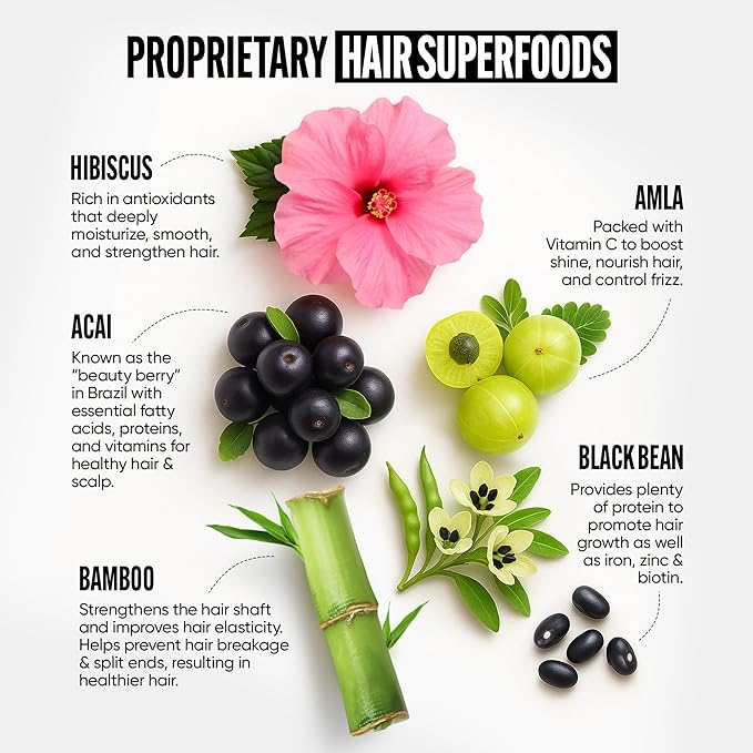 Tru Bloom Hair Growth Vitamins - 2 Month Supply. Clinically Proven to Grow Fuller, Thicker Hair. Drug-Free with Biotin, Collagen, Keratin, MSM, Zinc, D3 + Hair Superfoods