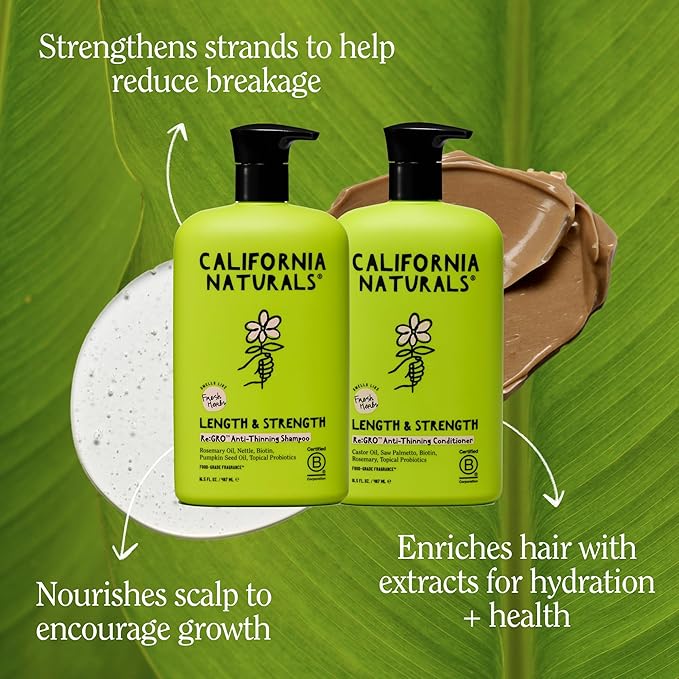 California Naturals Re:GRO Shampoo and Conditioner Set, Anti-Thinning & Hair Growth Support, All Hair Types, Vegan, Natural, Cruelty Free, Silicone, Paraben & Sulfate Free for Women & Men, 20 oz