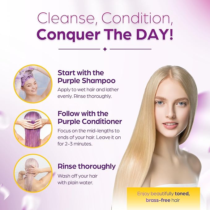 Herbishh Purple Conditioner, Brass Neutralizing Conditioner for Blonde, Silver, & Highlighted Hair, Deep Moisture & Hydration with Jasmine & Avocado, Color-Safe, Vegan & Silicone-Free, 16.9 fl. Oz
