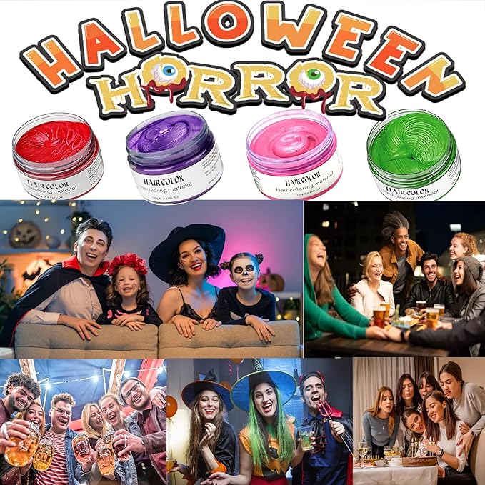 Hair Color Wax, Green Red Purple Pink, 4.23oz Instant Hairstyle Hair Spray, Temporary Hair Color Wax Styling Clays Ash for Cosplay, Party, Masquerade, Halloween.etc