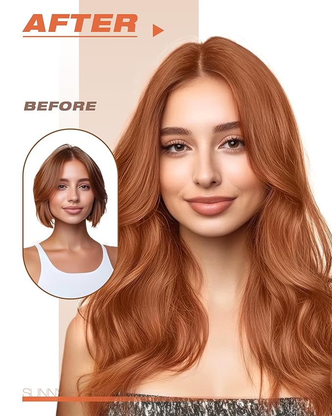 Sunny Hair Tape in Hair Extensions Real Human Hair Invisible Remy Hair Extensions Tape ins for Women Copper Red 18 inch 20Pcs 50G