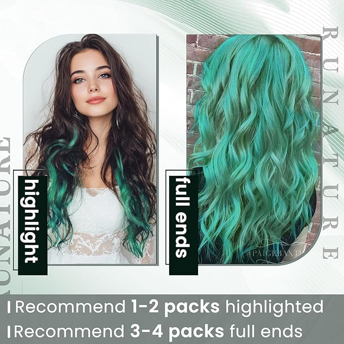RUNATURE U Tip Hair Extensions Human Hair Teal K Tip Hair Extensions Real Human Hair 16 Inch Keratin Tip Extensions Hot Fusion Remy Hair for Kids Highlight 20g 25s