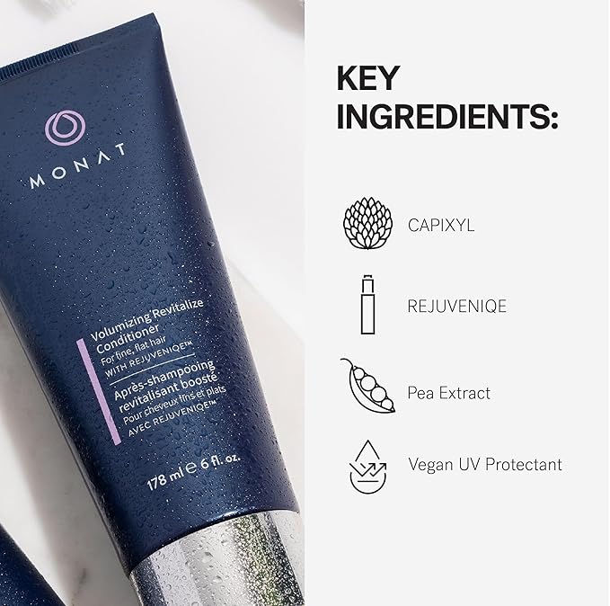MONAT Volumizing Revitalize Conditioner Infused with Rejuveniqe - Lightweight Hair Volumizing Conditioner for Fine, Flat Hair, for Softness and Shine - Net Wt. 178 ml ℮ 6 fl. oz.