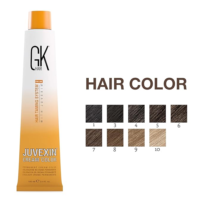 GK HAIR Global Keratin Professional Hair Color Cream Tube (3.4 Fl Oz/100ml) Nourishing & Cleansing Colors for Styling High Performance Long Lasting Permanent Natural Toner Dye