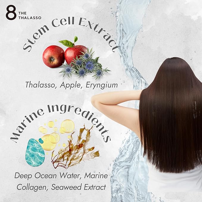 8 THE THALASSO Anti Frizz Shampoo for Women & Men, Organic Tea Tree Shampoo by Mint, Collagen, Peptides, Stem Cells & Deep Sea Water from Japan, Paraben and Sulfate Free, 16.1 Fl Oz, DRY HAIR