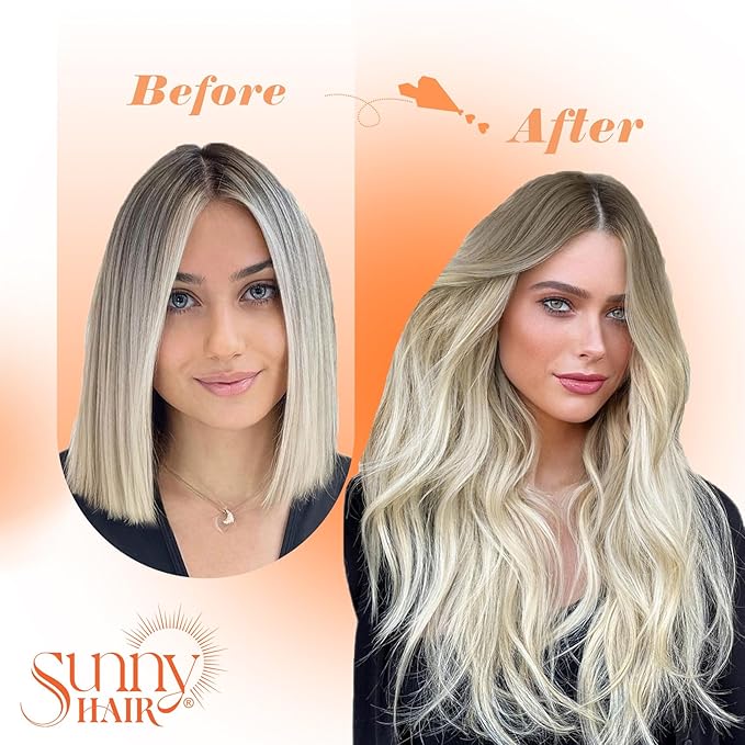 Sunny Balayage I Tip Hair Extensions Human Hair 50S I Tip Hair Extensions Light Blonde to Platinum Blonde Balayage Itips Hair Extension Soft Pre Bonded Hair Cold Fusion 22inch 50G