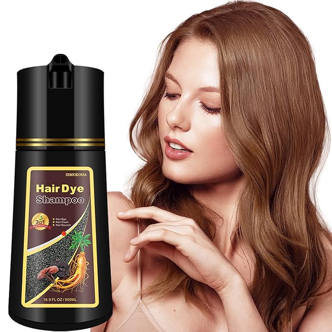 Natural Light Brown Hair Dye Shampoo 3 in 1 for Men & Women, Herbal Instant Color Shampoo Para Canas, 100% Gray Hair Coverage, 16.9 Fl Oz